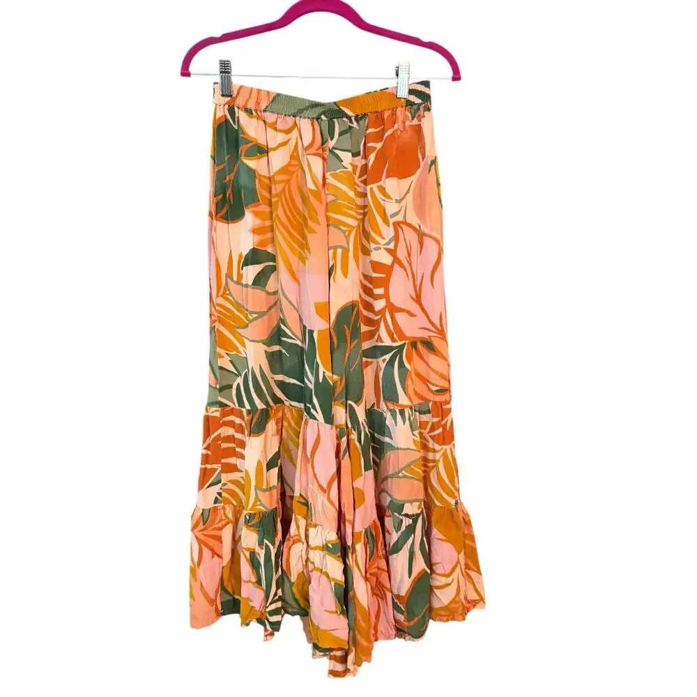 True Destinations Wide Leg Pants L Botanical Jungle Print Whimsical Resortwear - Picture 9 of 9